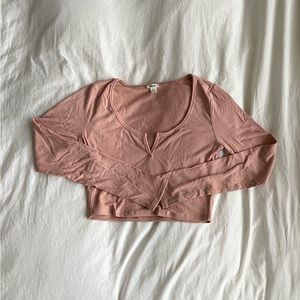 Garage Long Sleeve Notch Cropped Tee